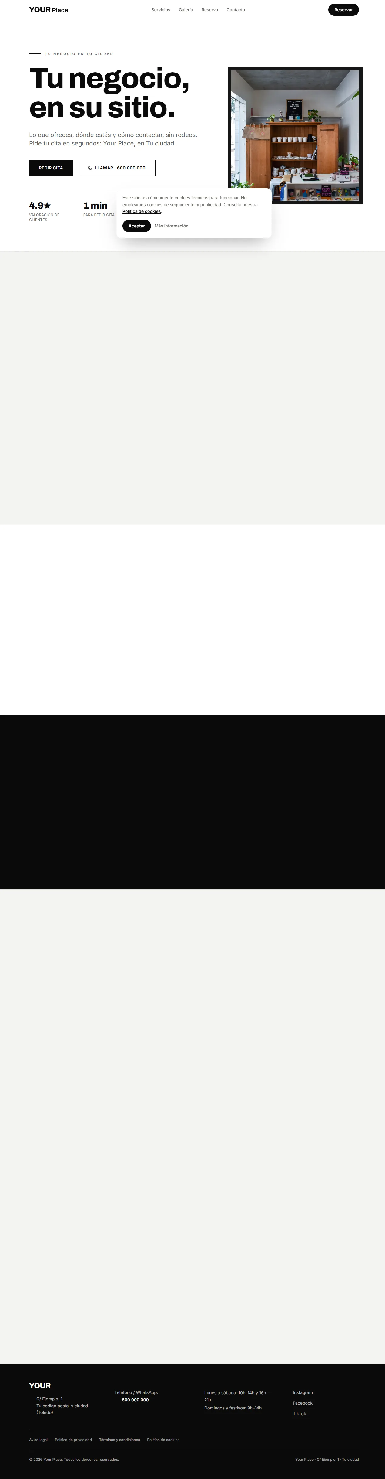 Plantilla web estilo Minimal para tiendas y otros negocios