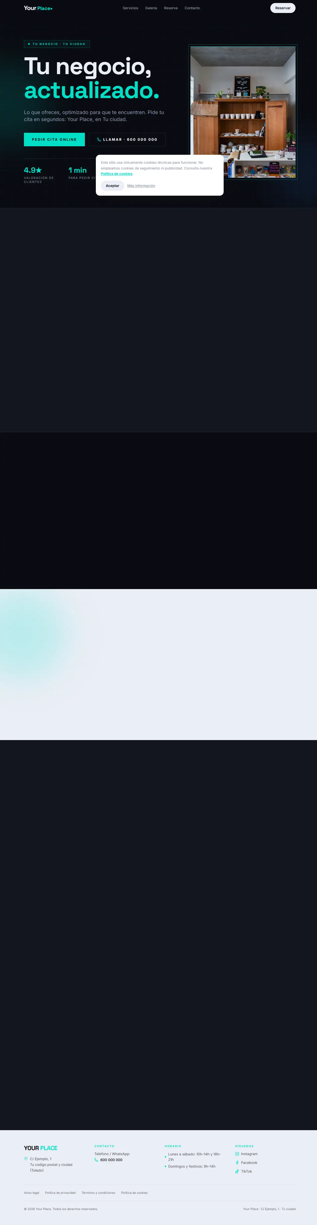 Plantilla web estilo Tech para tiendas y otros negocios