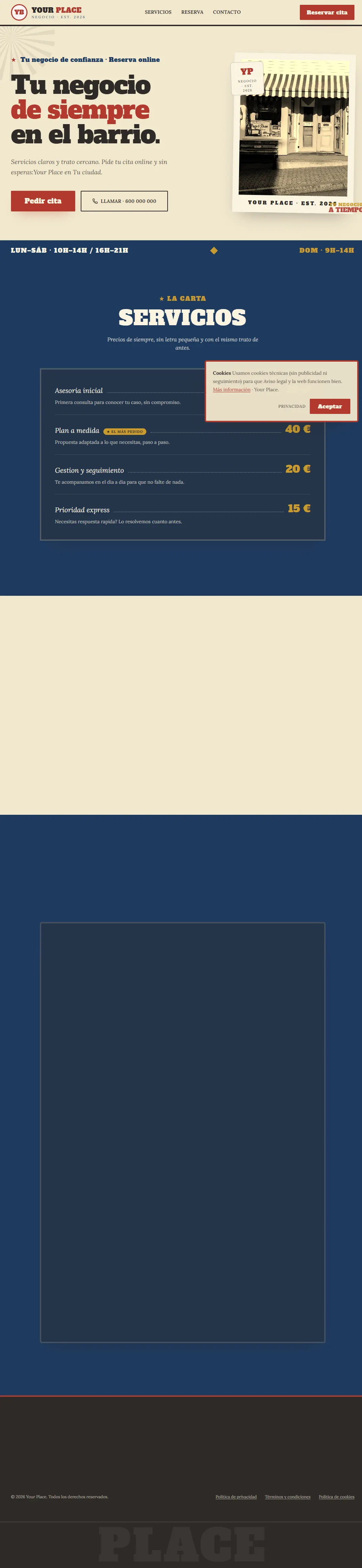 Plantilla web VINTAGE para tu negocio