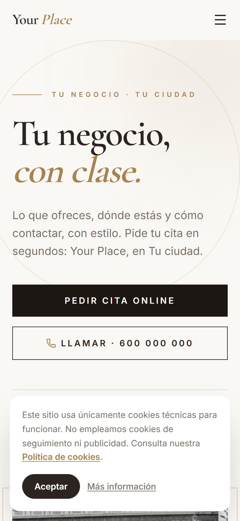 Your Place — Elegant - La portada, lo primero que ve tu cliente