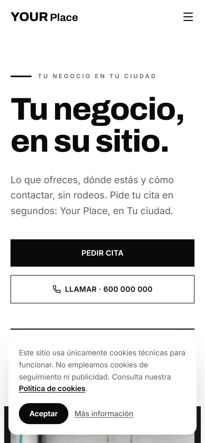 Your Place — Minimal - La portada, lo primero que ve tu cliente