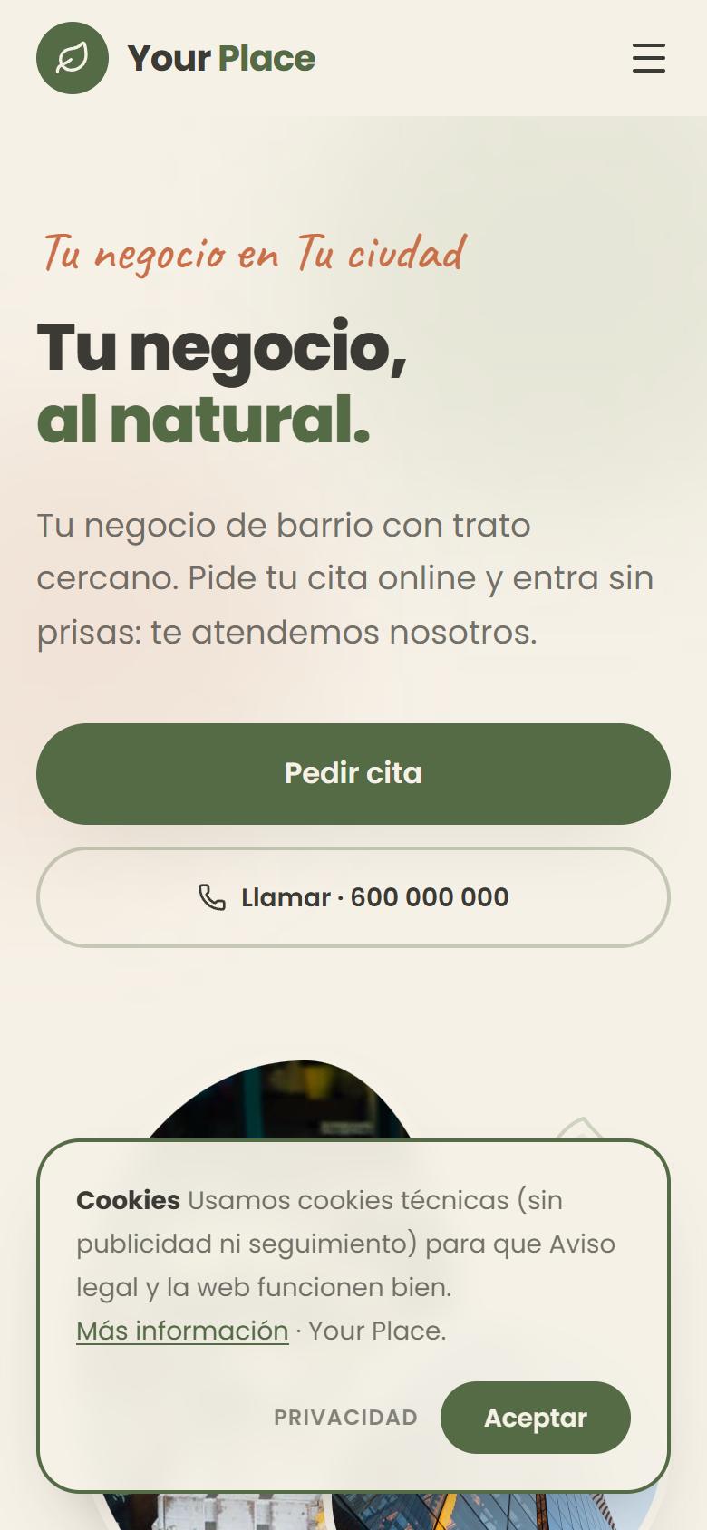 Your Place — Natural - La portada, lo primero que ve tu cliente