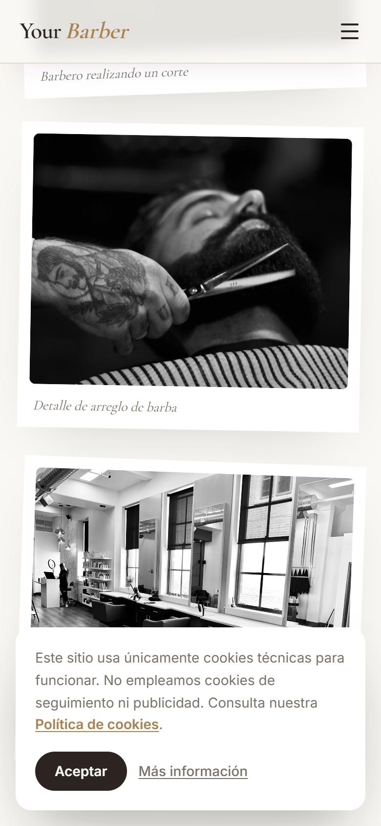 Your Barber — Elegant - Tus servicios y precios, sin salir de la pantalla
