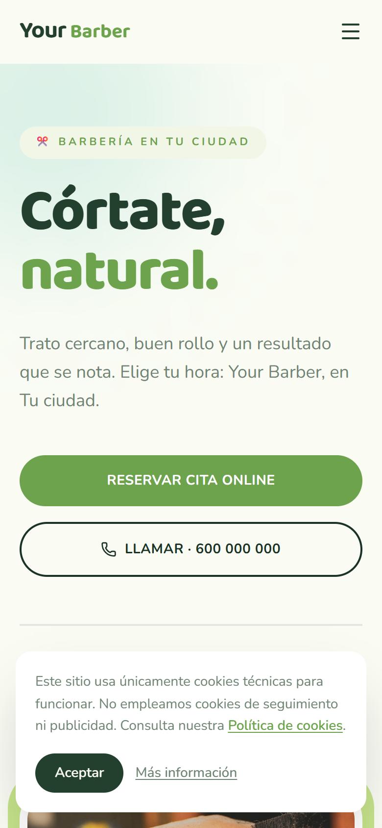 Your Barber — Fresh - La portada, lo primero que ve tu cliente