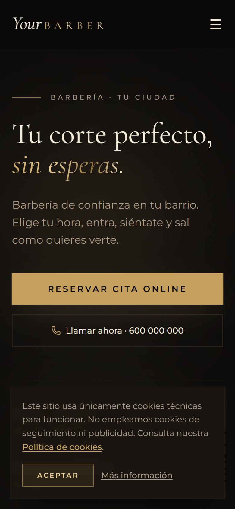 Your Barber — Luxe - La portada, lo primero que ve tu cliente