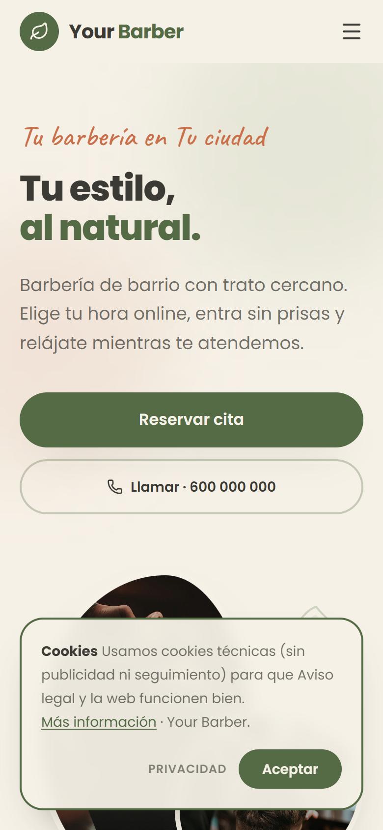 Your Barber — Natural - La portada, lo primero que ve tu cliente