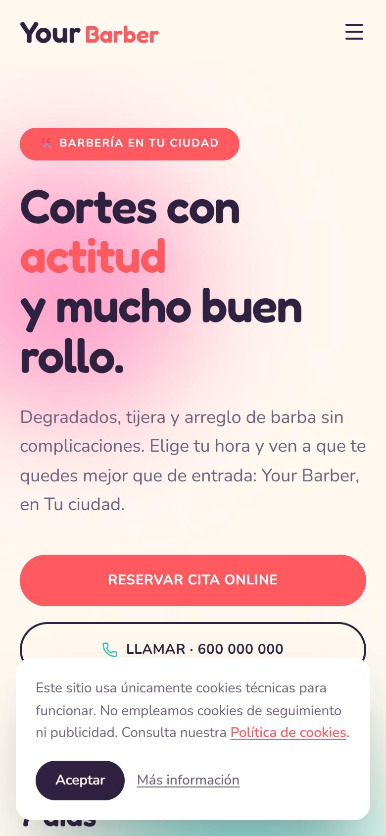 Your Barber — Playful - La portada, lo primero que ve tu cliente