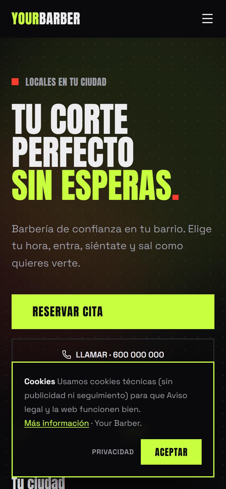 Your Barber — Urban - La portada, lo primero que ve tu cliente