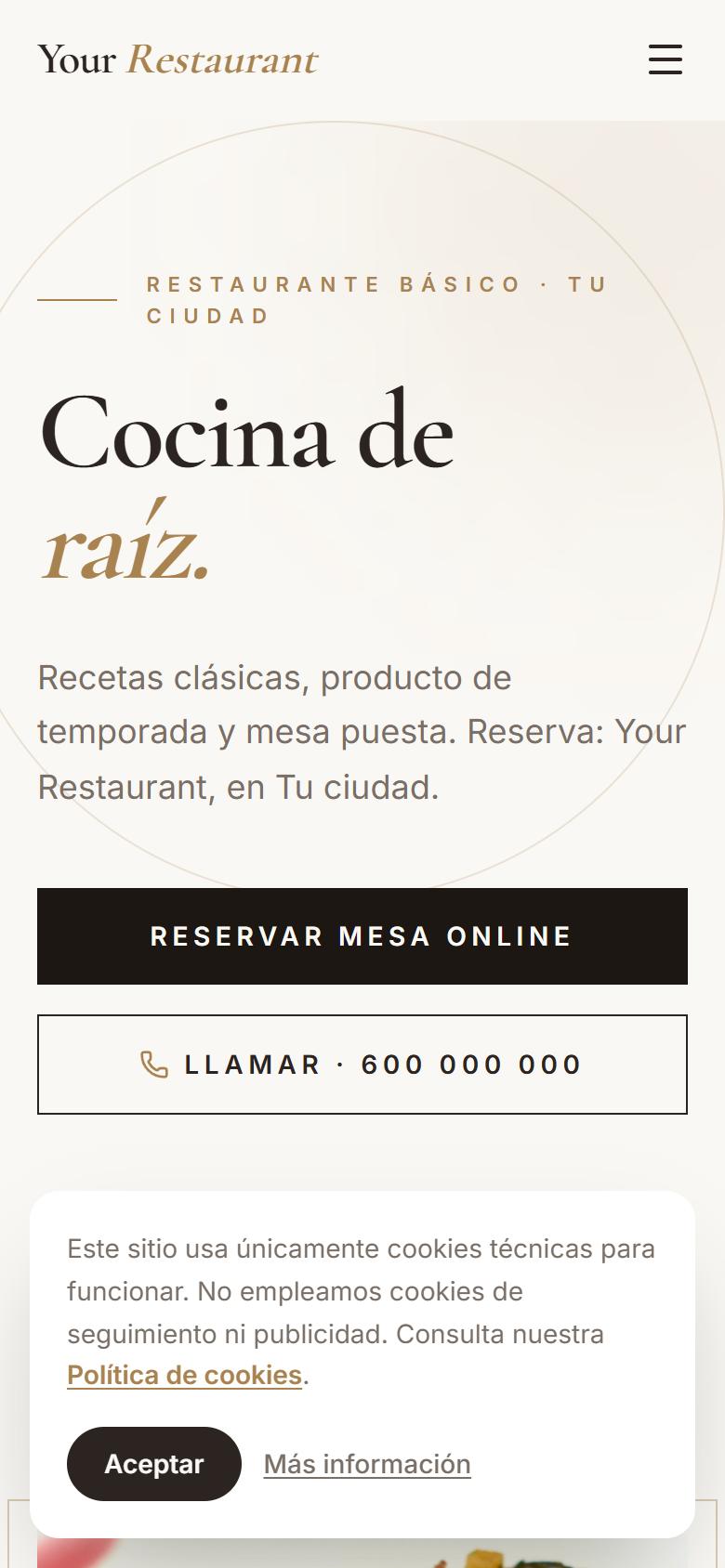 Your Restaurant — Elegant - La portada, lo primero que ve tu cliente