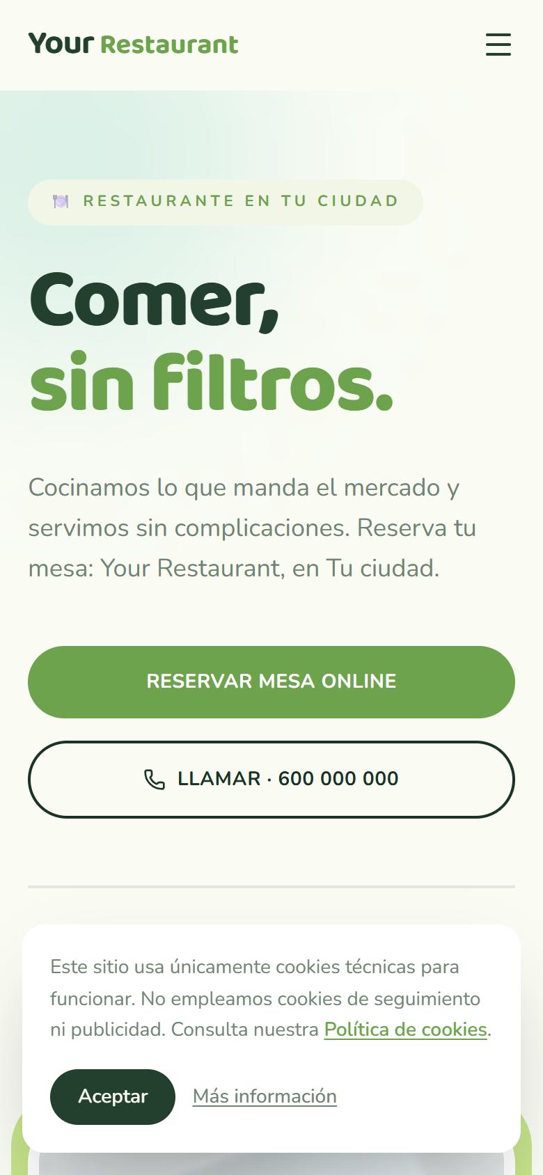 Your Restaurant — Fresh - La portada, lo primero que ve tu cliente