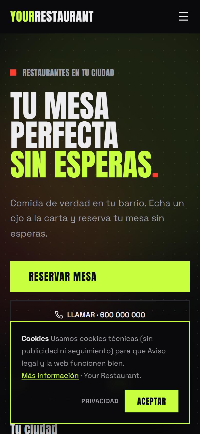 Your Restaurant — Urban - La portada, lo primero que ve tu cliente